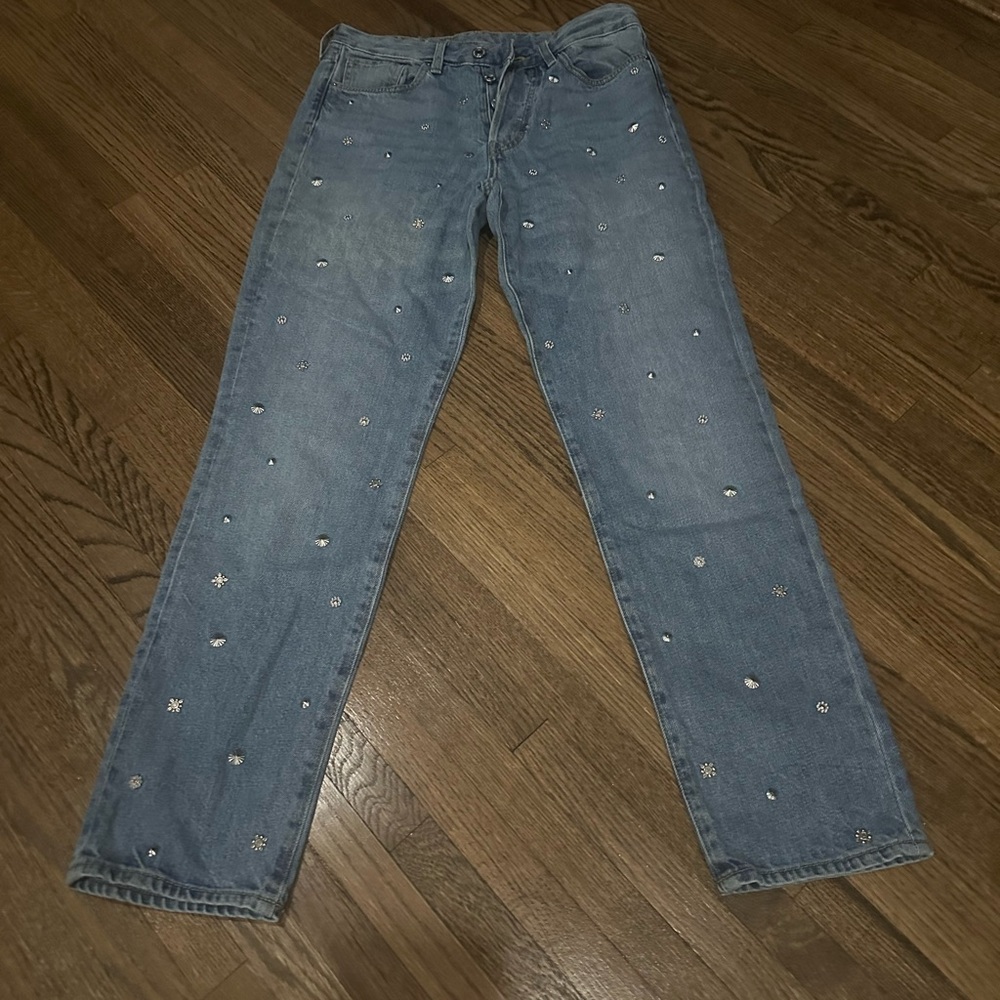 &Denim Blue Jeans with Star Embellishments Size 28